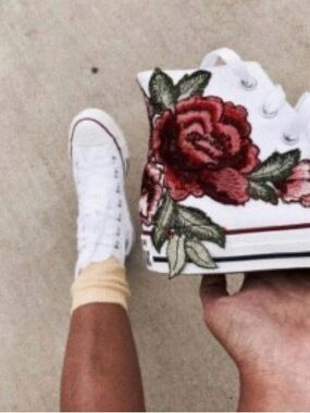 White High-Top Embroidered Converses